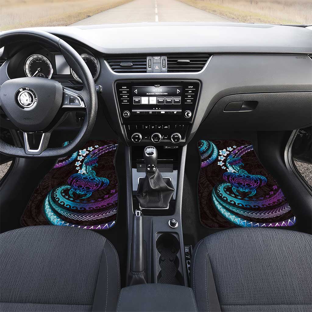 Hawaii Turtles Plumeria Car Mats Amethyst Gradient Polynesian Pattern