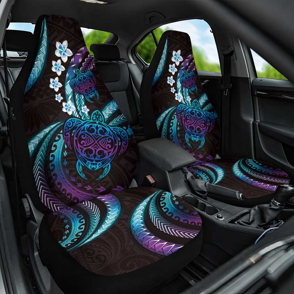 Hawaii Turtles Plumeria Car Seat Cover Amethyst Gradient Polynesian Pattern