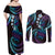 Hawaii Turtles Plumeria Couples Matching Off Shoulder Maxi Dress and Long Sleeve Button Shirt Amethyst Gradient Polynesian Pattern