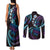 Hawaii Turtles Plumeria Couples Matching Tank Maxi Dress and Long Sleeve Button Shirt Amethyst Gradient Polynesian Pattern