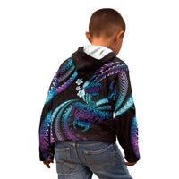 Hawaii Turtles Plumeria Kid Hoodie Amethyst Gradient Polynesian Pattern
