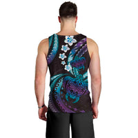 Hawaii Turtles Plumeria Men Tank Top Amethyst Gradient Polynesian Pattern