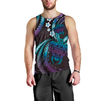 Hawaii Turtles Plumeria Men Tank Top Amethyst Gradient Polynesian Pattern