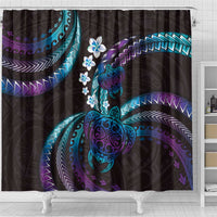 Hawaii Turtles Plumeria Shower Curtain Amethyst Gradient Polynesian Pattern