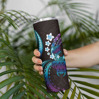 Hawaii Turtles Plumeria Skinny Tumbler Amethyst Gradient Polynesian Pattern