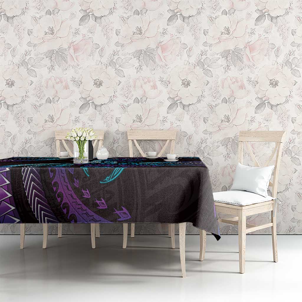 Hawaii Turtles Plumeria Tablecloth Amethyst Gradient Polynesian Pattern