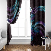 Hawaii Turtles Plumeria Window Curtain Amethyst Gradient Polynesian Pattern
