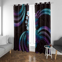 Hawaii Turtles Plumeria Window Curtain Amethyst Gradient Polynesian Pattern