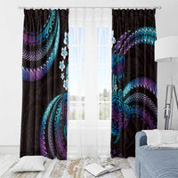 Hawaii Turtles Plumeria Window Curtain Amethyst Gradient Polynesian Pattern