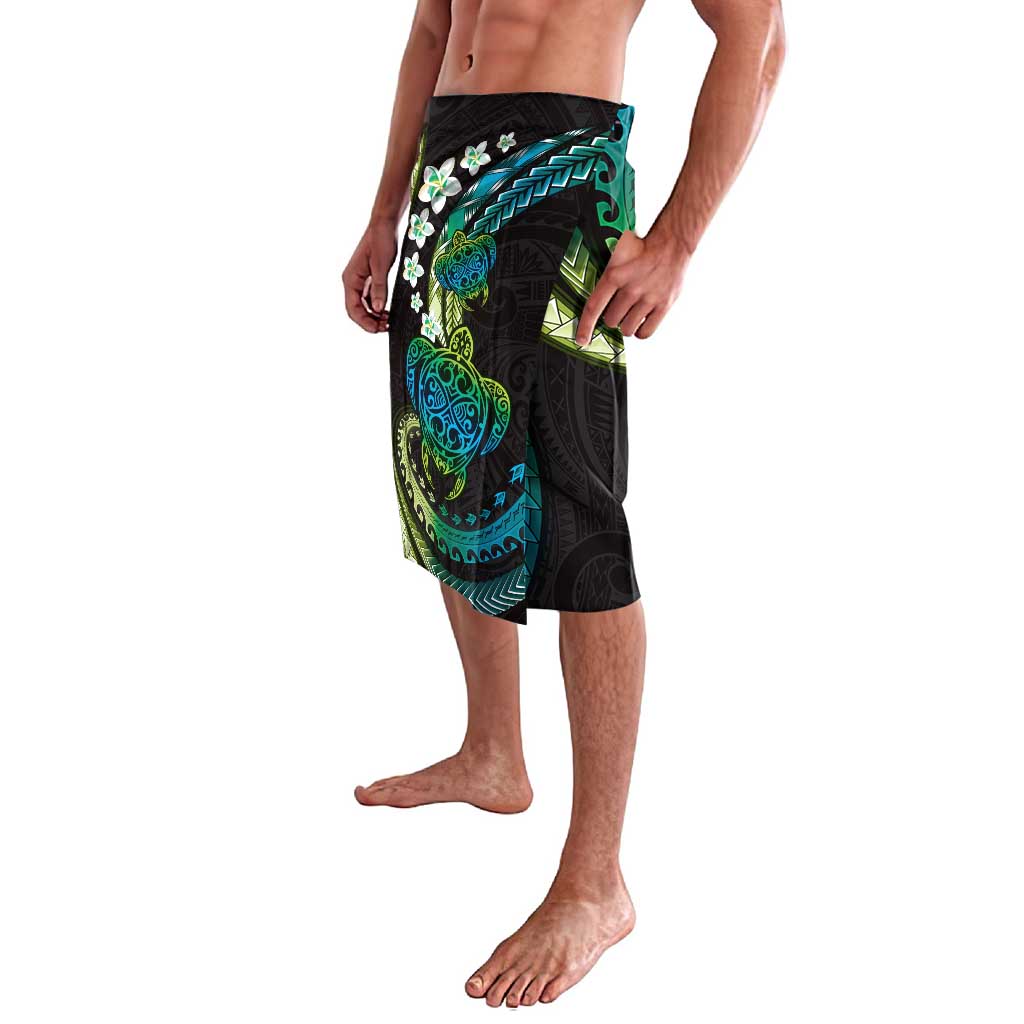 Hawaii Turtles Plumeria Lavalava Chartreuse Cyan Polynesian Pattern