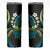 Hawaii Turtles Plumeria Skinny Tumbler Chartreuse Cyan Polynesian Pattern