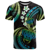 Hawaii Turtles Plumeria T Shirt Chartreuse Cyan Polynesian Pattern