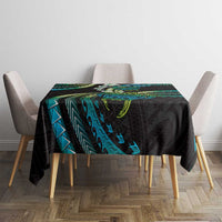 Hawaii Turtles Plumeria Tablecloth Chartreuse Cyan Polynesian Pattern