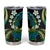 Hawaii Turtles Plumeria Tumbler Cup Chartreuse Cyan Polynesian Pattern