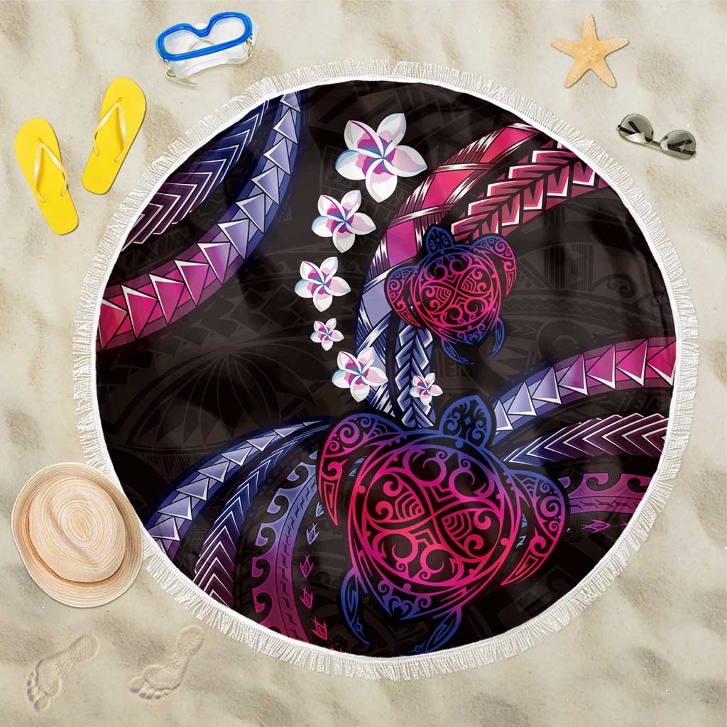 Hawaii Turtles Plumeria Beach Blanket Sweet Gradient Polynesian Pattern