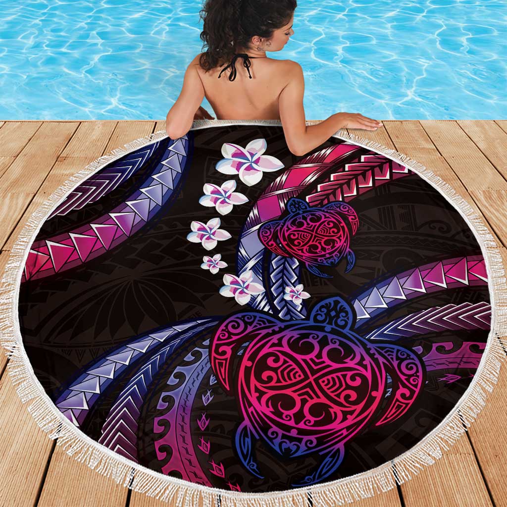 Hawaii Turtles Plumeria Beach Blanket Sweet Gradient Polynesian Pattern