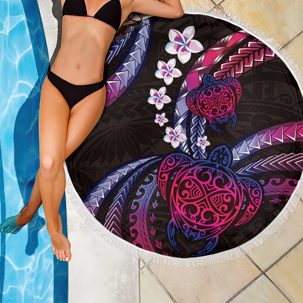 Hawaii Turtles Plumeria Beach Blanket Sweet Gradient Polynesian Pattern