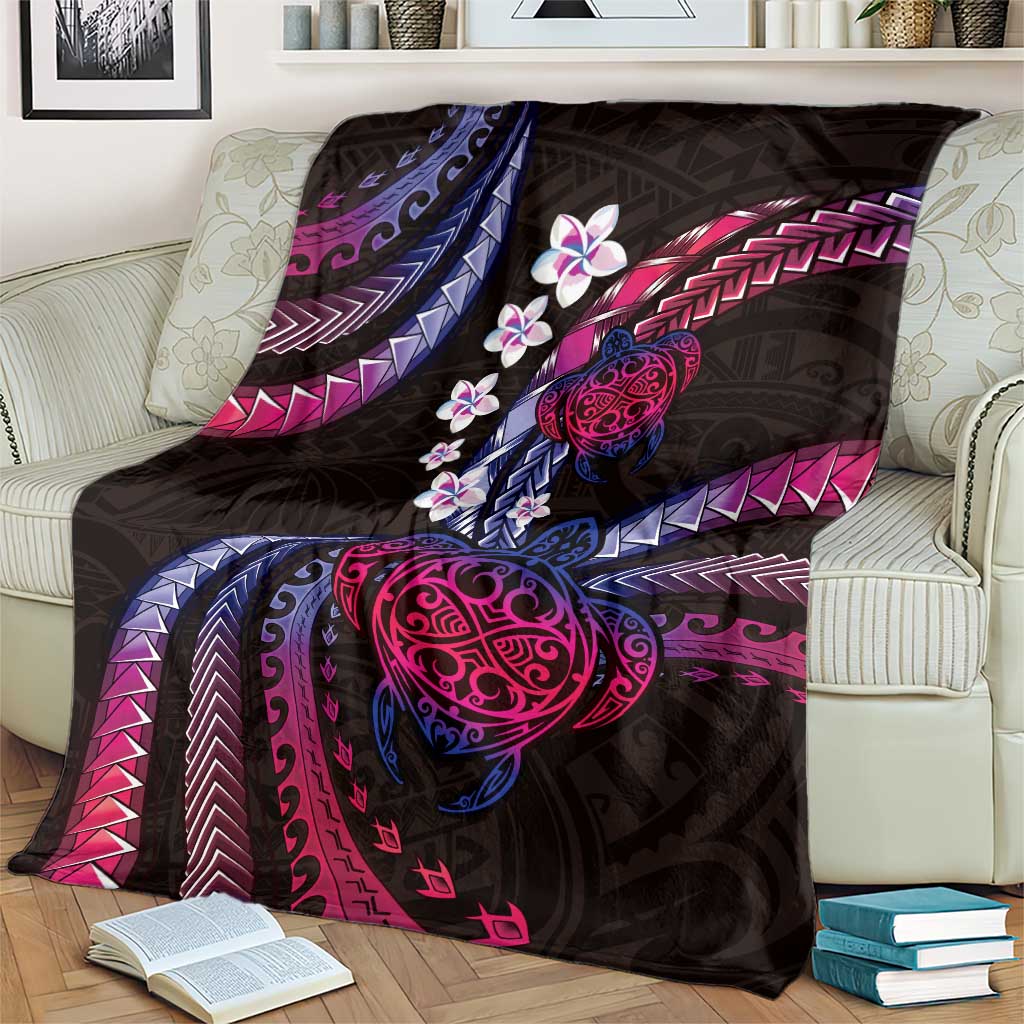 Hawaii Turtles Plumeria Blanket Sweet Gradient Polynesian Pattern