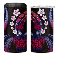 Hawaii Turtles Plumeria 4 in 1 Can Cooler Tumbler Sweet Gradient Polynesian Pattern