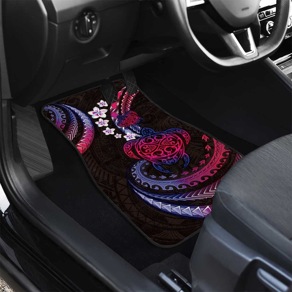 Hawaii Turtles Plumeria Car Mats Sweet Gradient Polynesian Pattern