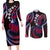 Hawaii Turtles Plumeria Couples Matching Long Sleeve Bodycon Dress and Long Sleeve Button Shirt Sweet Gradient Polynesian Pattern
