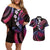 Hawaii Turtles Plumeria Couples Matching Off Shoulder Short Dress and Hawaiian Shirt Sweet Gradient Polynesian Pattern