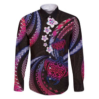 Hawaii Turtles Plumeria Family Matching Puletasi and Hawaiian Shirt Sweet Gradient Polynesian Pattern