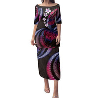 Hawaii Turtles Plumeria Family Matching Puletasi and Hawaiian Shirt Sweet Gradient Polynesian Pattern