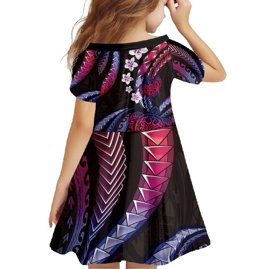 Hawaii Turtles Plumeria Family Matching Short Sleeve Bodycon Dress and Hawaiian Shirt Sweet Gradient Polynesian Pattern