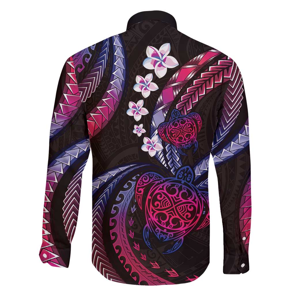 Hawaii Turtles Plumeria Family Matching Short Sleeve Bodycon Dress and Hawaiian Shirt Sweet Gradient Polynesian Pattern