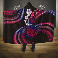 Hawaii Turtles Plumeria Hooded Blanket Sweet Gradient Polynesian Pattern