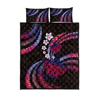 Hawaii Turtles Plumeria Quilt Bed Set Sweet Gradient Polynesian Pattern