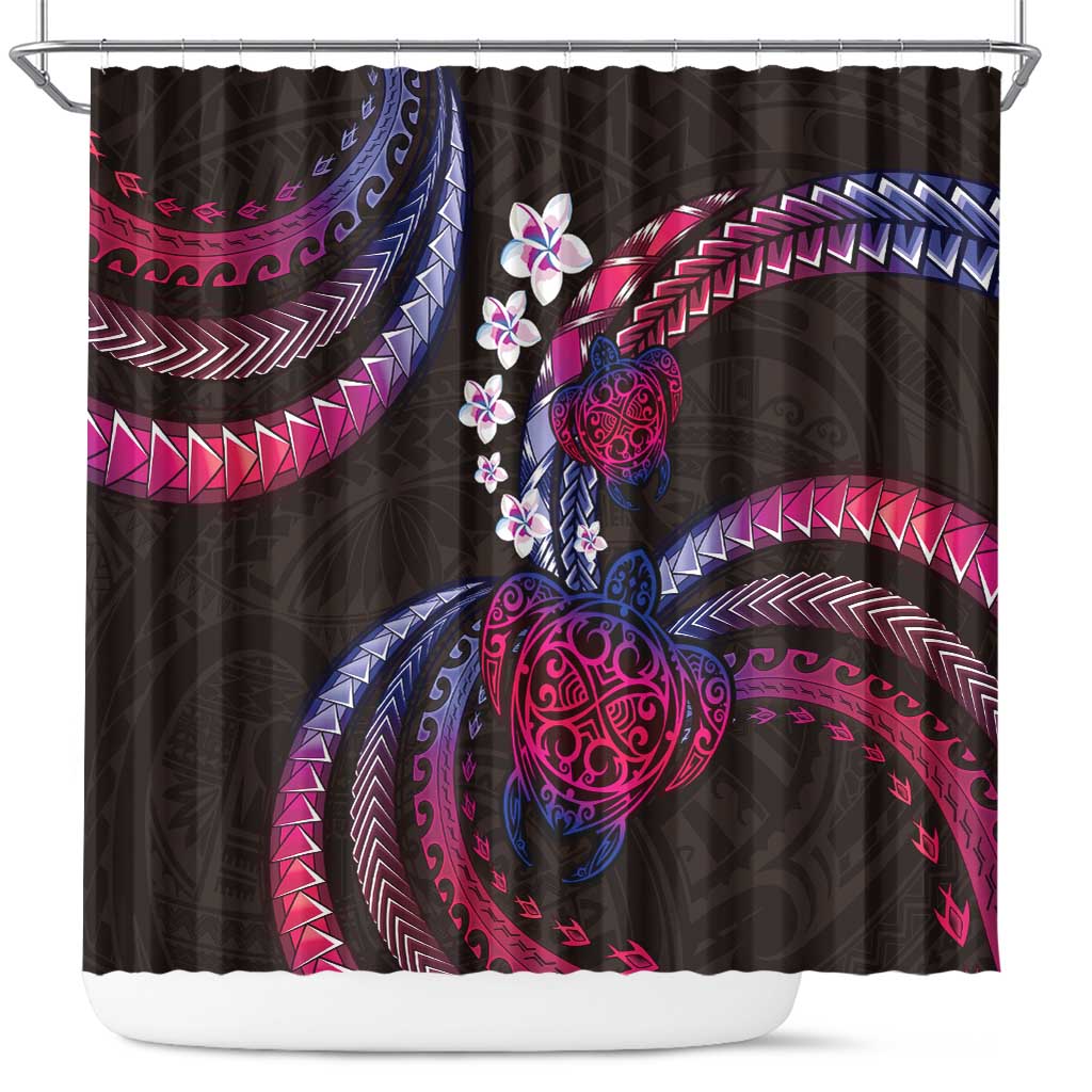 Hawaii Turtles Plumeria Shower Curtain Sweet Gradient Polynesian Pattern
