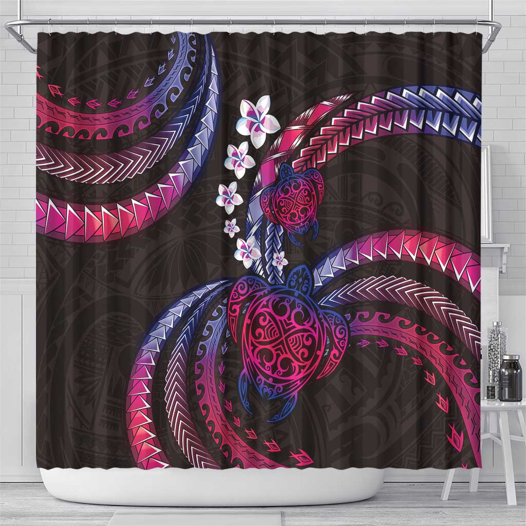 Hawaii Turtles Plumeria Shower Curtain Sweet Gradient Polynesian Pattern