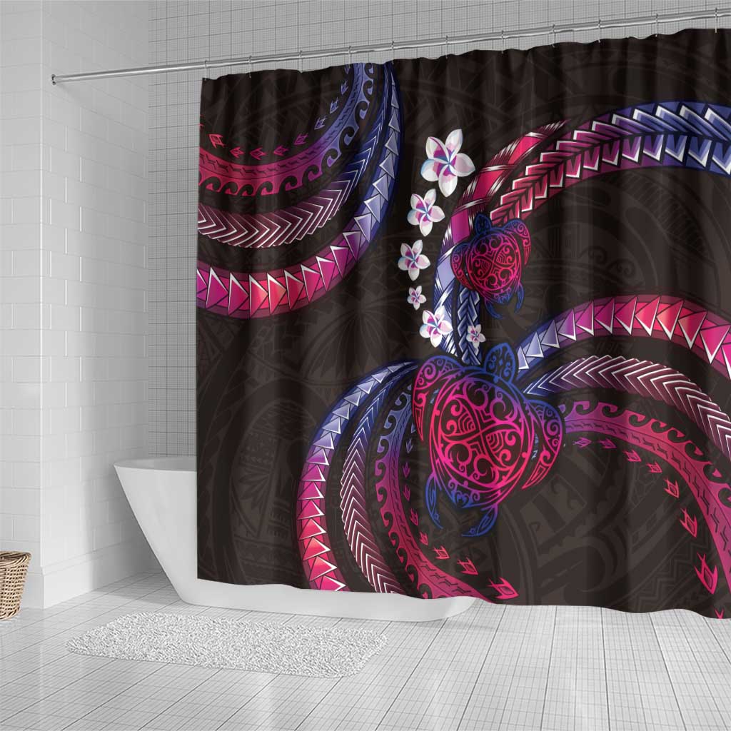 Hawaii Turtles Plumeria Shower Curtain Sweet Gradient Polynesian Pattern