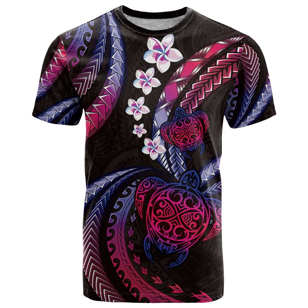 Hawaii Turtles Plumeria T Shirt Sweet Gradient Polynesian Pattern
