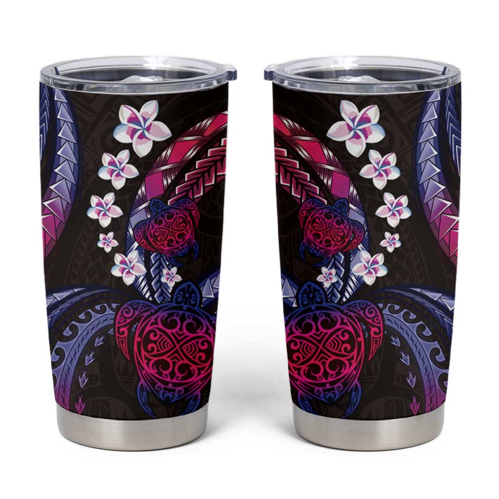 Hawaii Turtles Plumeria Tumbler Cup Sweet Gradient Polynesian Pattern LT01 Pink - Polynesian Pride