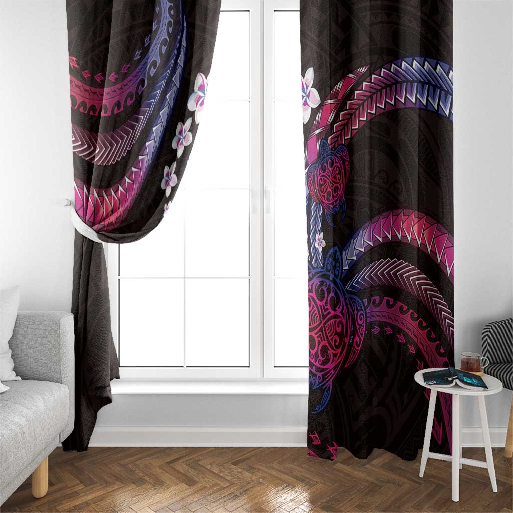 Hawaii Turtles Plumeria Window Curtain Sweet Gradient Polynesian Pattern