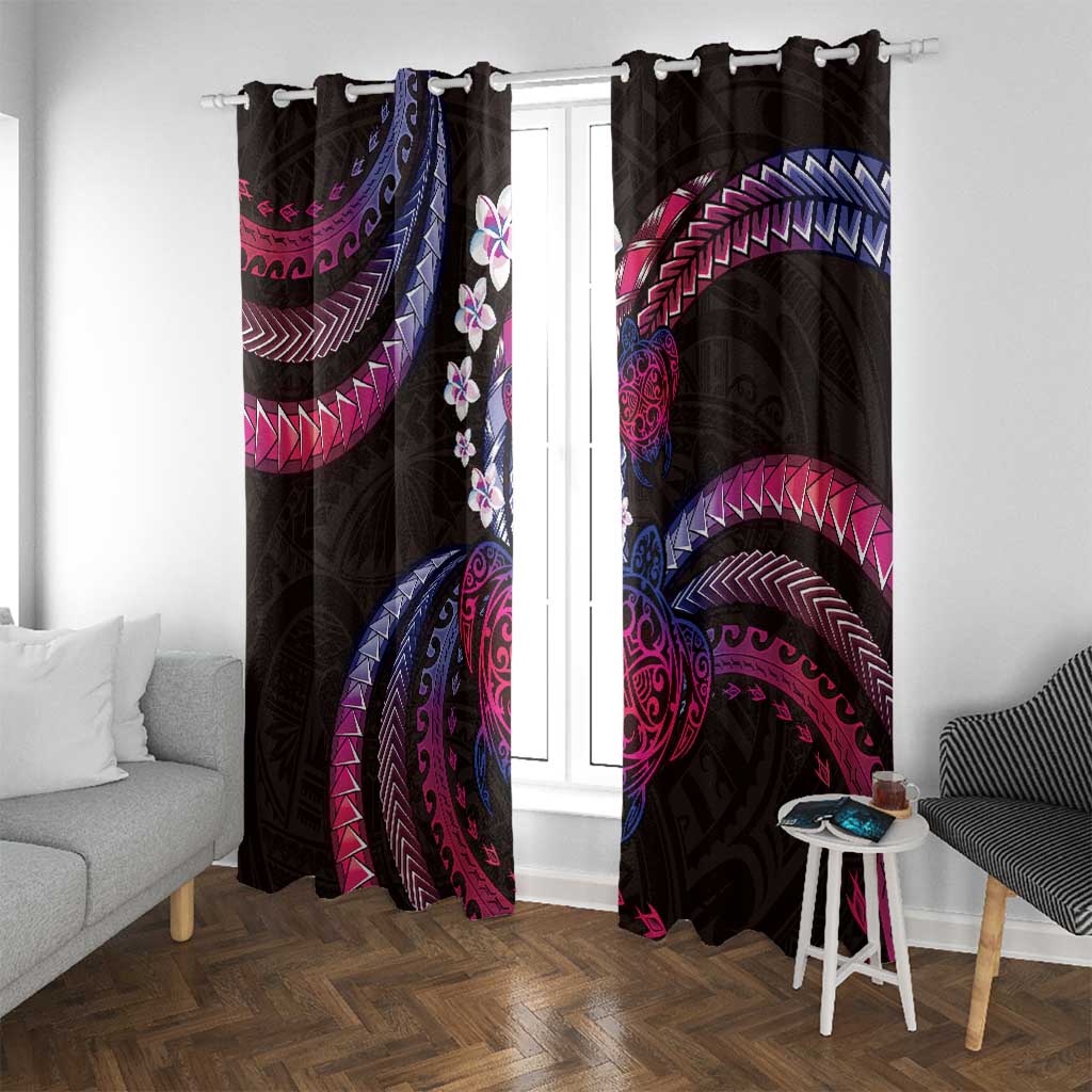 Hawaii Turtles Plumeria Window Curtain Sweet Gradient Polynesian Pattern