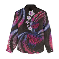 Hawaii Turtles Plumeria Women Casual Shirt Sweet Gradient Polynesian Pattern