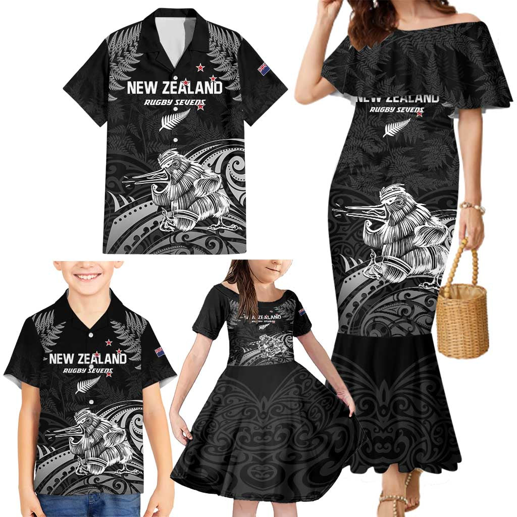 Custom New Zealand 2024 Rugby Family Matching Mermaid Dress and Hawaiian Shirt Silver Fern Aotearoa Kiwi LT01 - Polynesian Pride