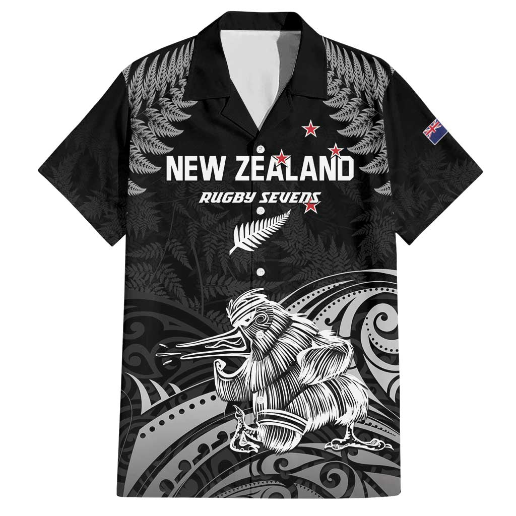 Custom New Zealand 2024 Rugby Hawaiian Shirt Silver Fern Aotearoa Kiwi LT01 Black - Polynesian Pride