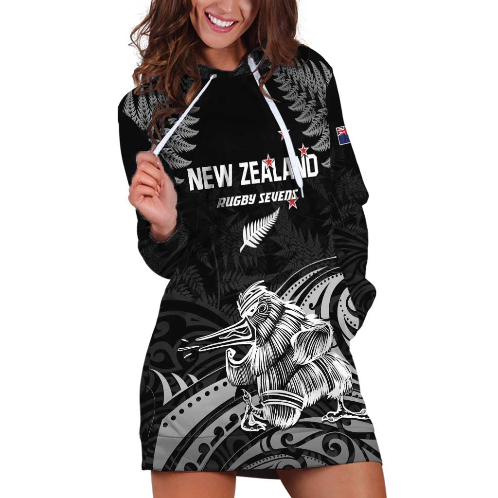 Custom New Zealand 2024 Rugby Hoodie Dress Silver Fern Aotearoa Kiwi