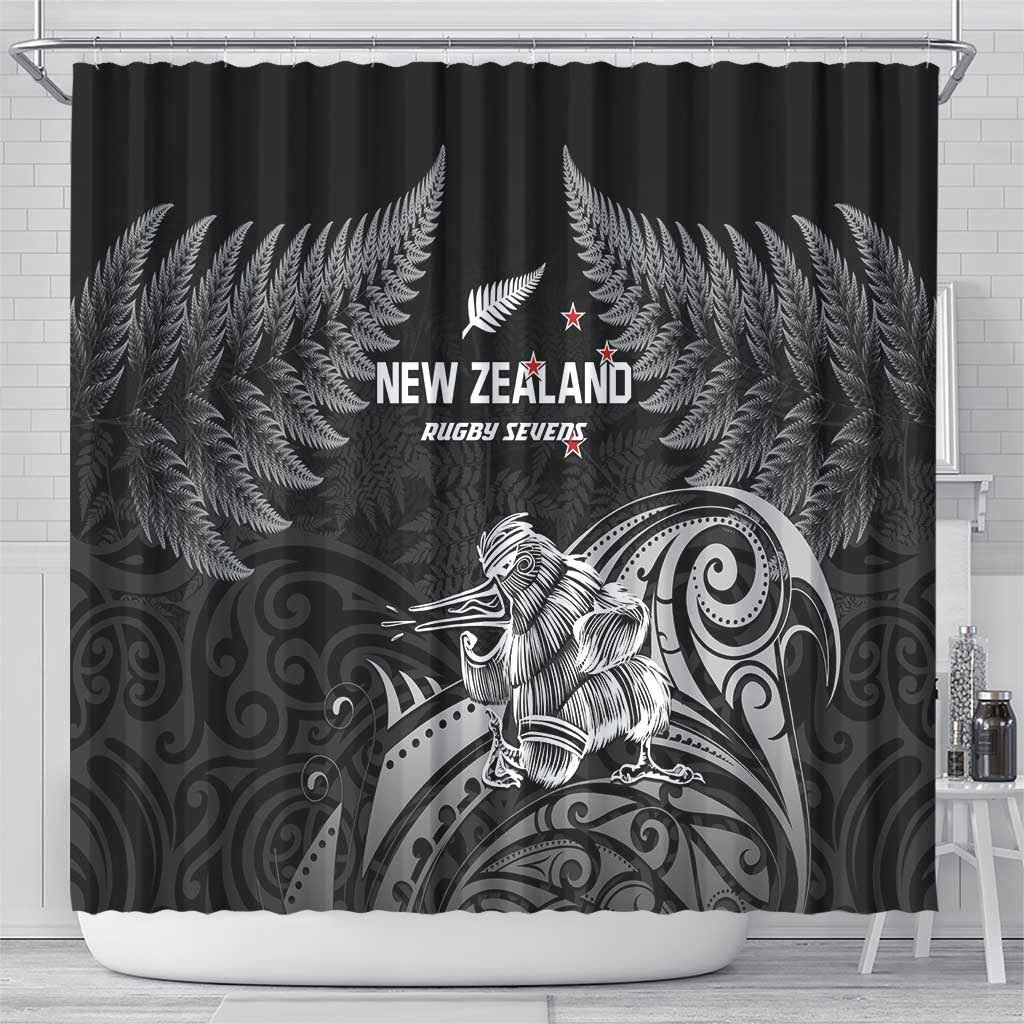 New Zealand 2024 Rugby Shower Curtain Silver Fern Aotearoa Kiwi LT01 - Polynesian Pride