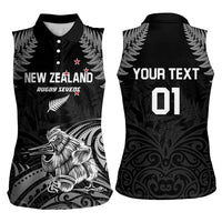 Custom New Zealand 2024 Rugby Women Sleeveless Polo Shirt Silver Fern Aotearoa Kiwi LT01 - Polynesian Pride