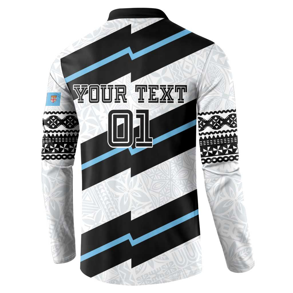 Custom Fiji 2024 Rugby Button Sweatshirt Fijian Tapa Pattern