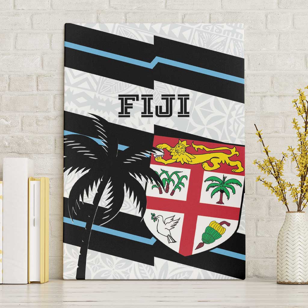 Fiji 2024 Rugby Canvas Wall Art Fijian Tapa Pattern