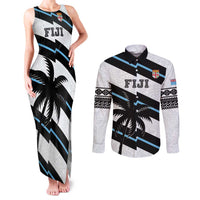 Custom Fiji 2024 Rugby Couples Matching Tank Maxi Dress and Long Sleeve Button Shirt Fijian Tapa Pattern