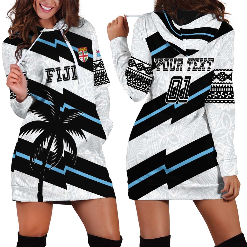 Custom Fiji 2024 Rugby Hoodie Dress Fijian Tapa Pattern