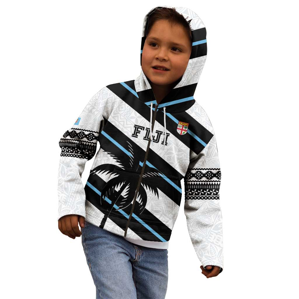 Custom Fiji 2024 Rugby Kid Hoodie Fijian Tapa Pattern